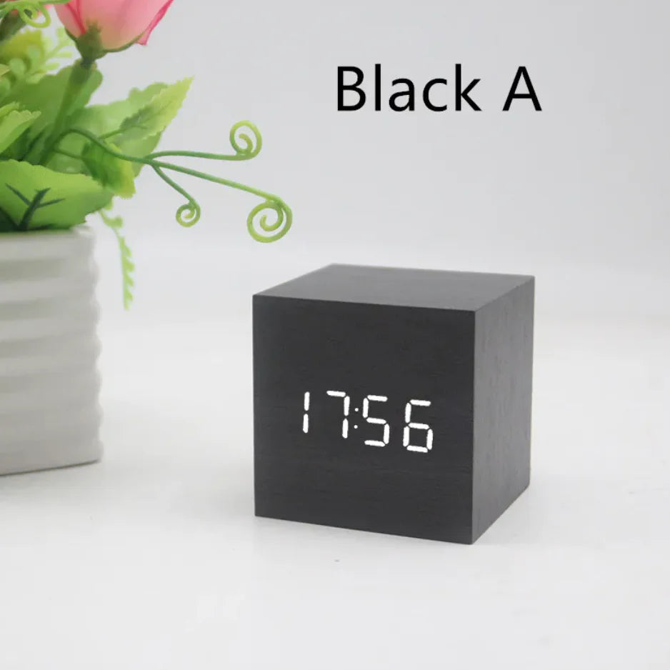 Minimalist Sound-Sensitive Wooden Digital Clock